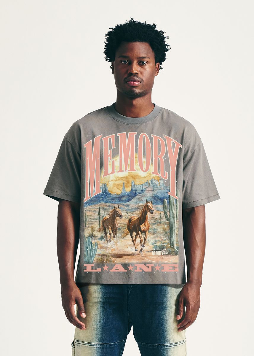 Wild Horses Crop T-Shirt - Slate Grey