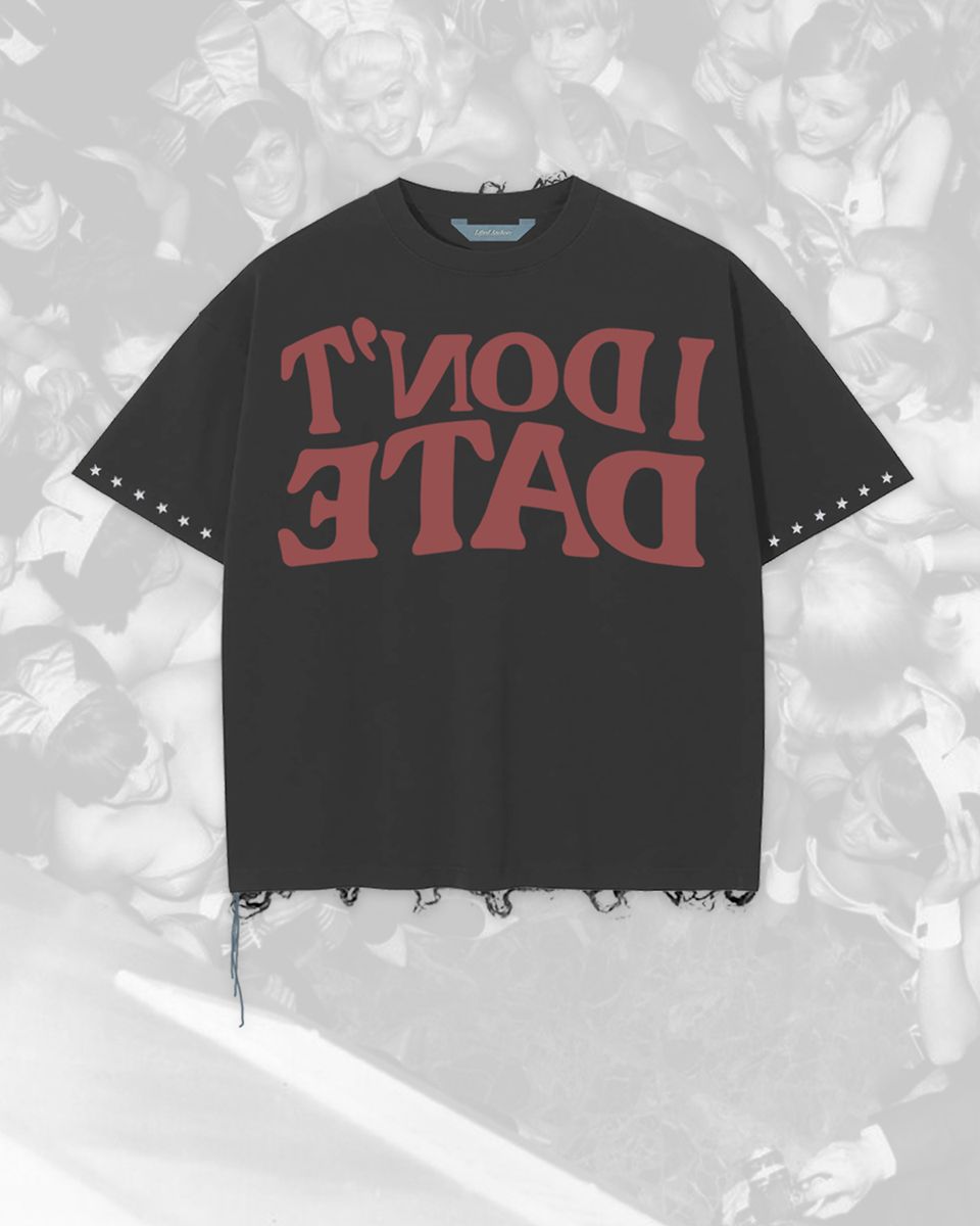 I Don't Date Crop T-Shirt - Black / Red