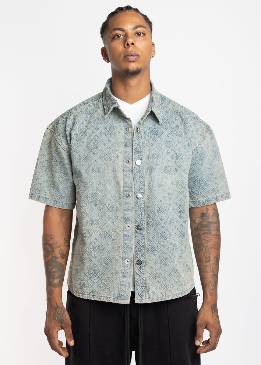 Vintage Blue Denim Button Up Shirt - Vintage Denim Blue