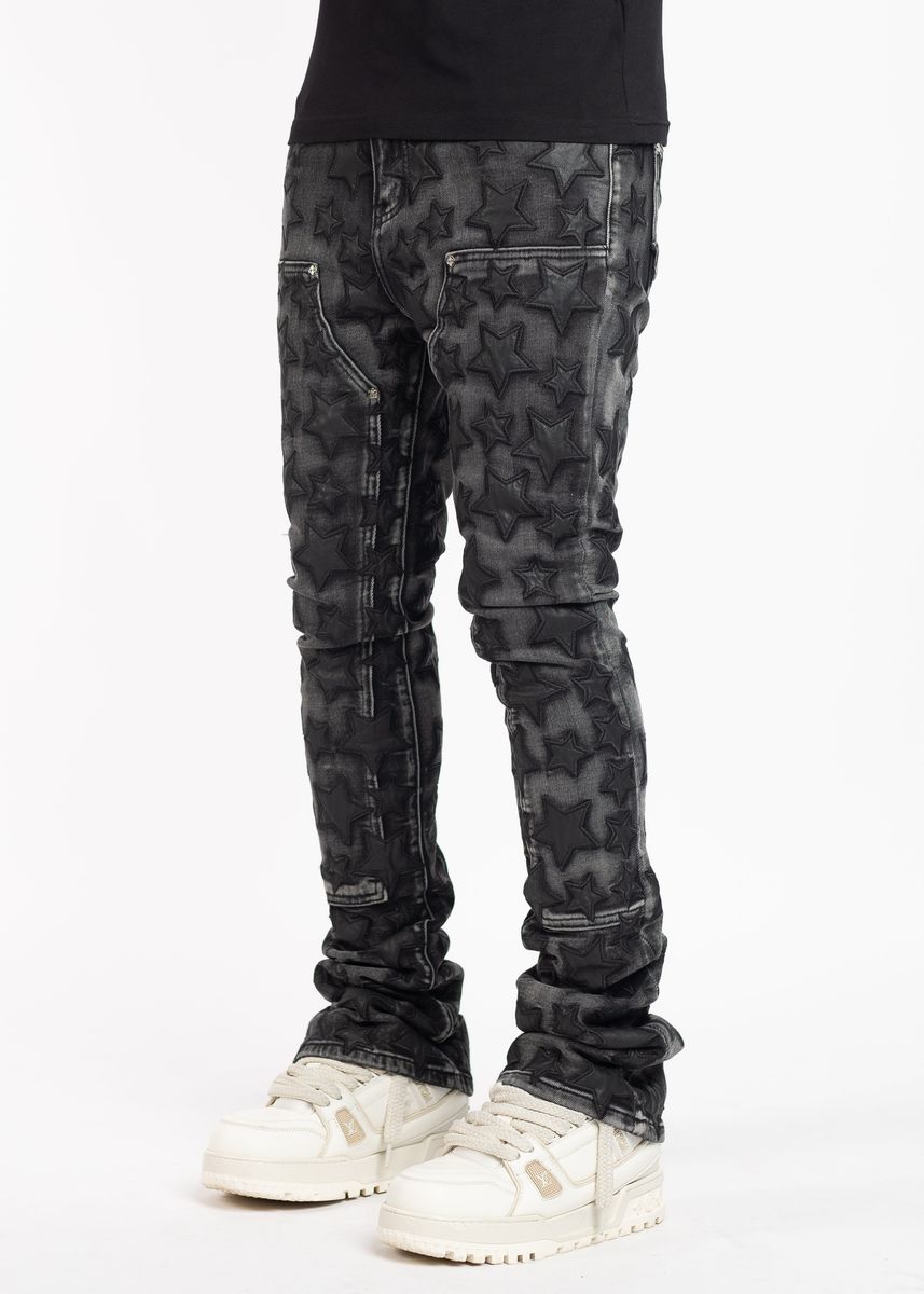 Obsidian Black Stars Denim - Black