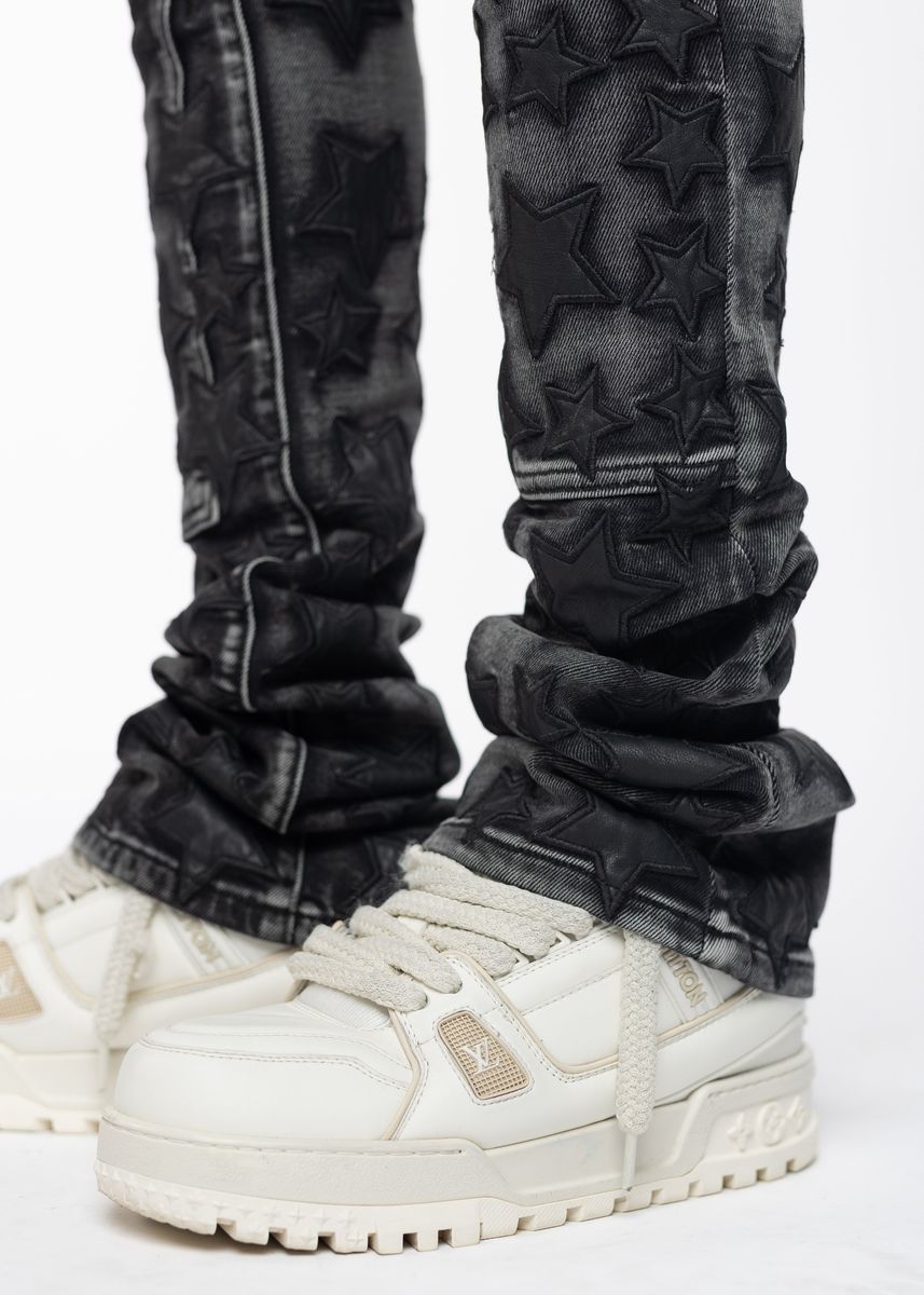 Obsidian Black Stars Denim - Black