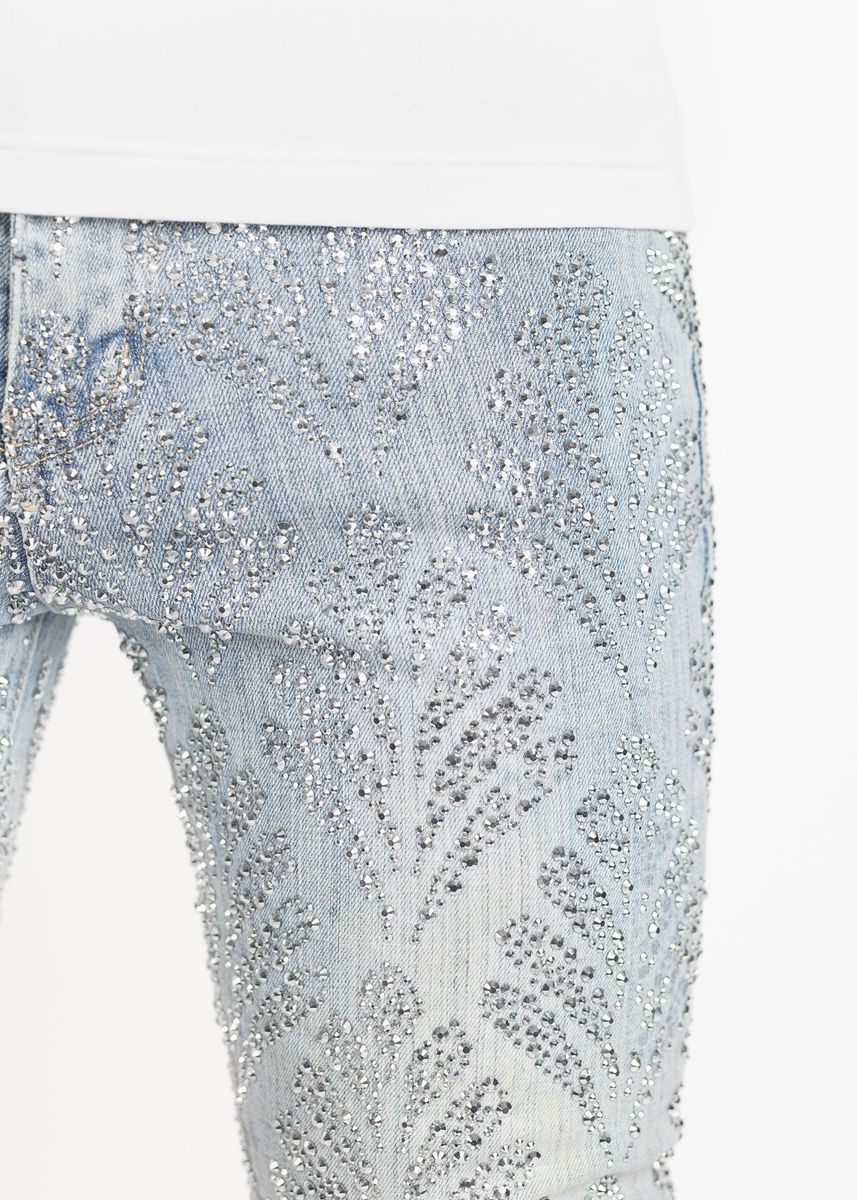 Aqua Blue Embellished Denim V3 - Blue