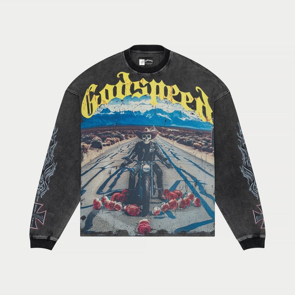 Long Lonely Road Thermal Long Sleeve Shirt - Grey Wash