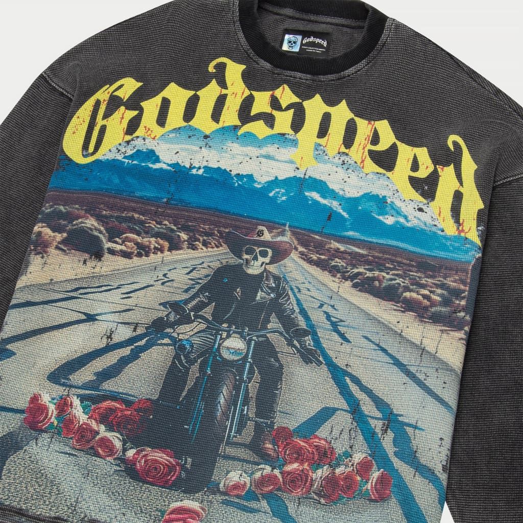Long Lonely Road Thermal Long Sleeve Shirt - Grey Wash