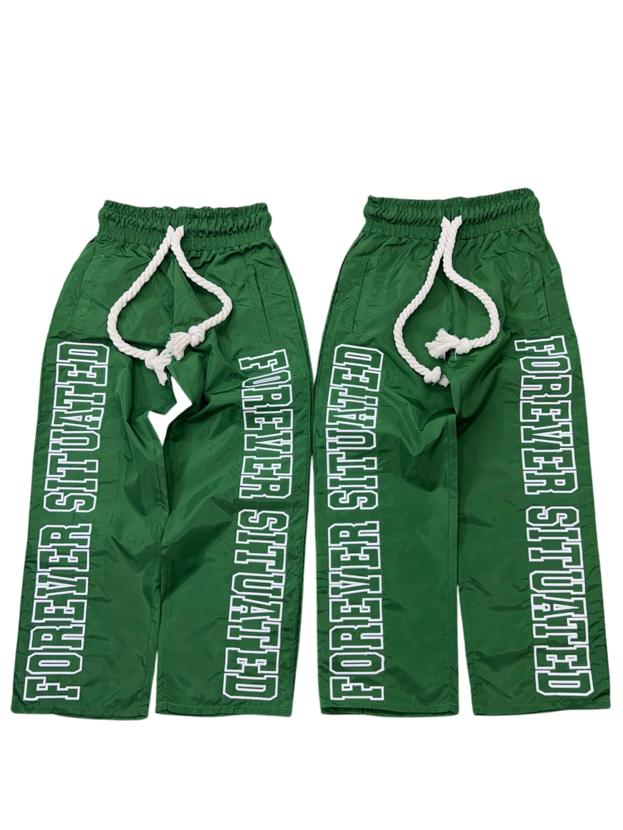 Forever Situated Nylon Track Pants - Green