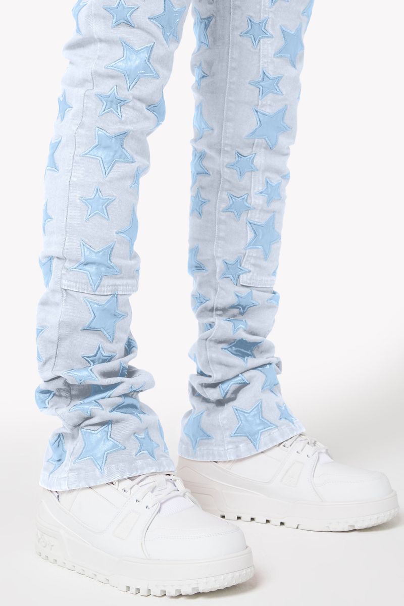 Aqua Blue Stars Denim - Blue