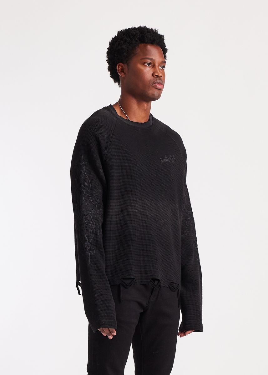 Ashen Thread Thermal Long-Sleeve Shirt - Black