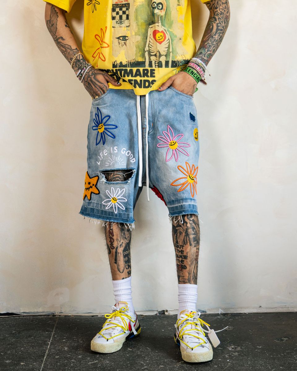La Ramona Brujeria Denim Shorts - Light Wash
