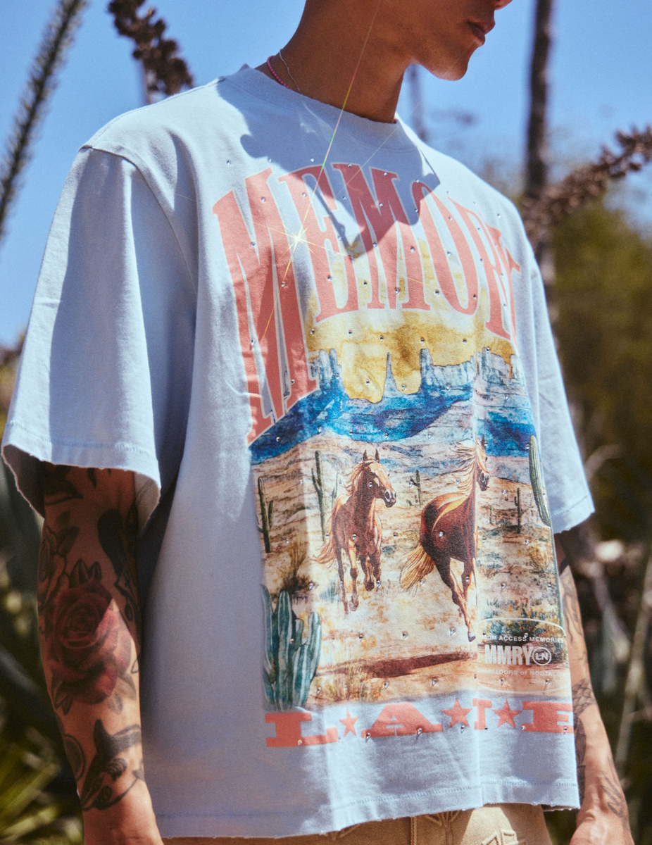 Wild Horses Crop T-Shirt - Slate Grey