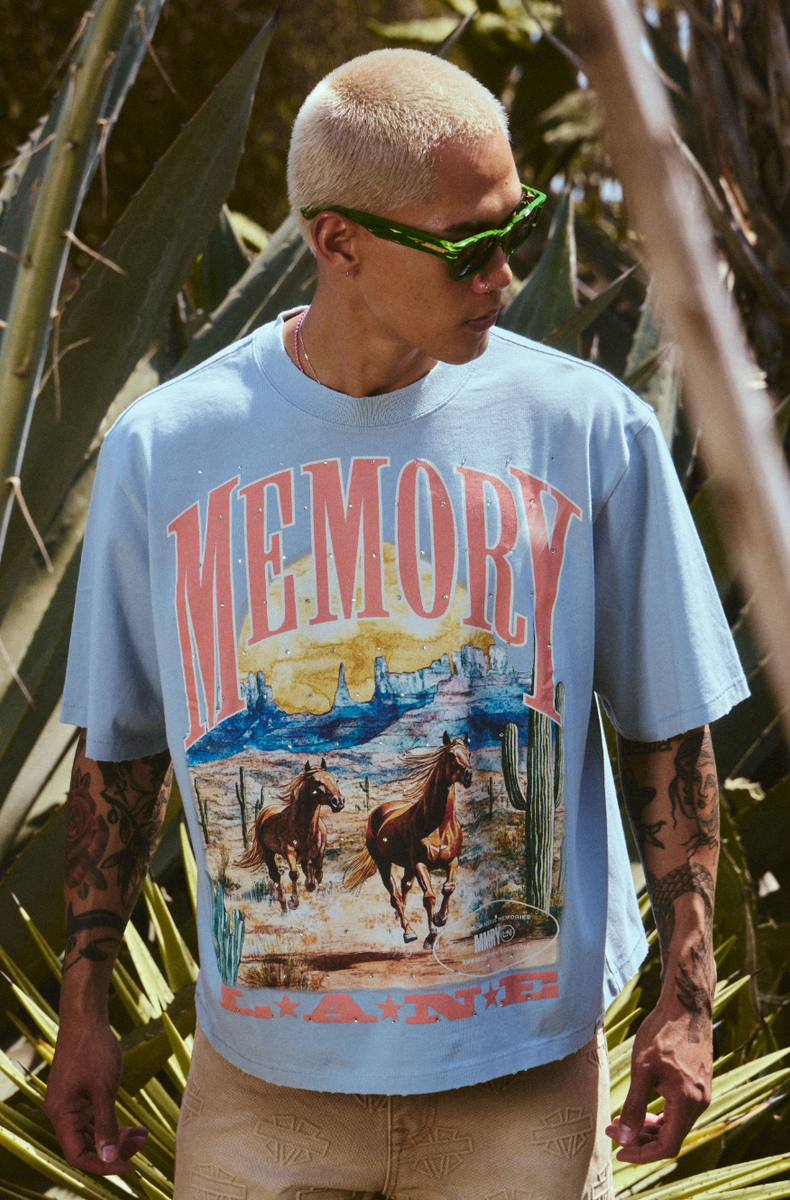 Wild Horses Crop T-Shirt - Slate Grey