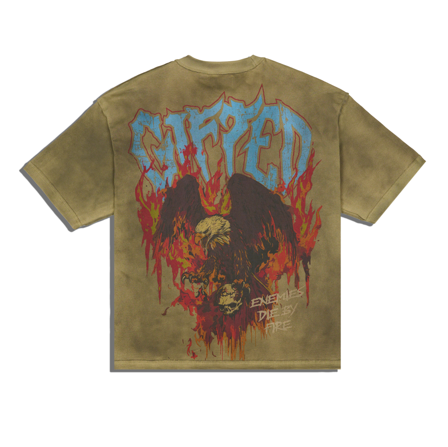 Enemies Die By Fire T-Shirt - Olive