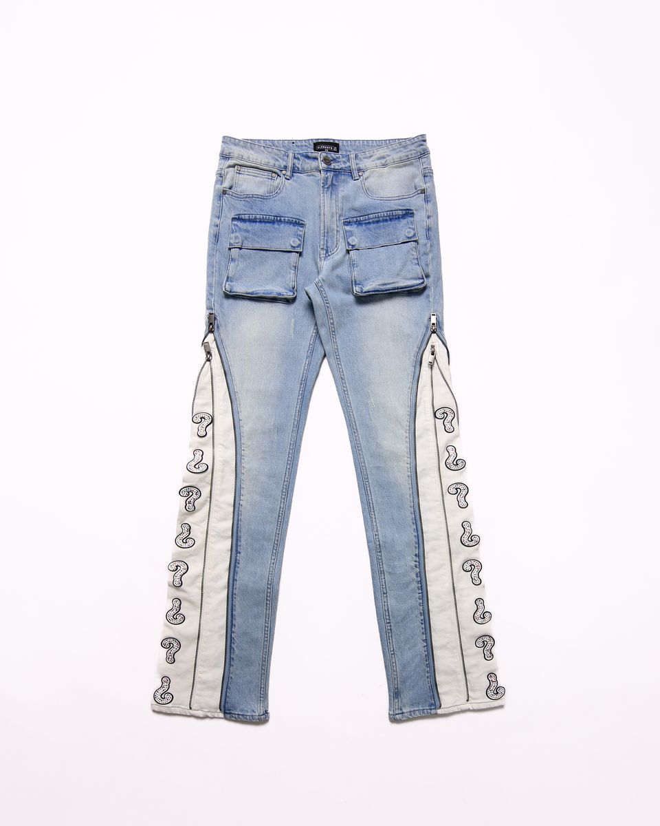 Question Mark Flare Denim - Light Indigo