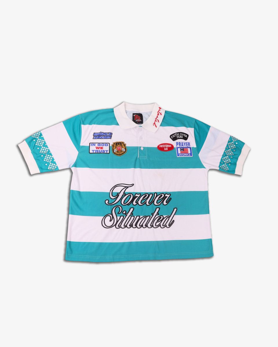 Polo Shirt - Teal / White