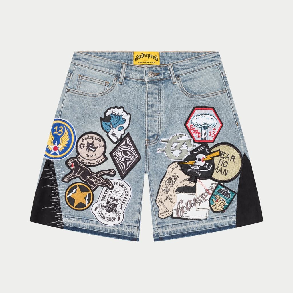 Patchwork Denim Shorts V3 - Blue