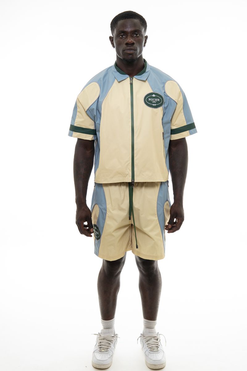 Nylon Biker Jacket Set - Beige