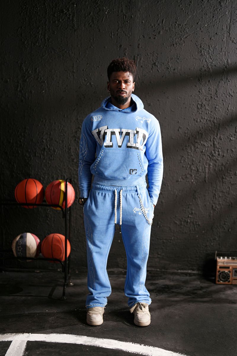 Vivid Premium Heavy GSM Men's Fleece Set - Blue