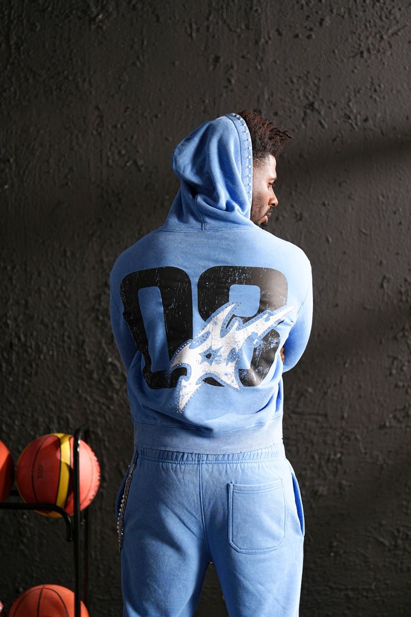 Vivid Premium Heavy GSM Men's Fleece Set - Blue