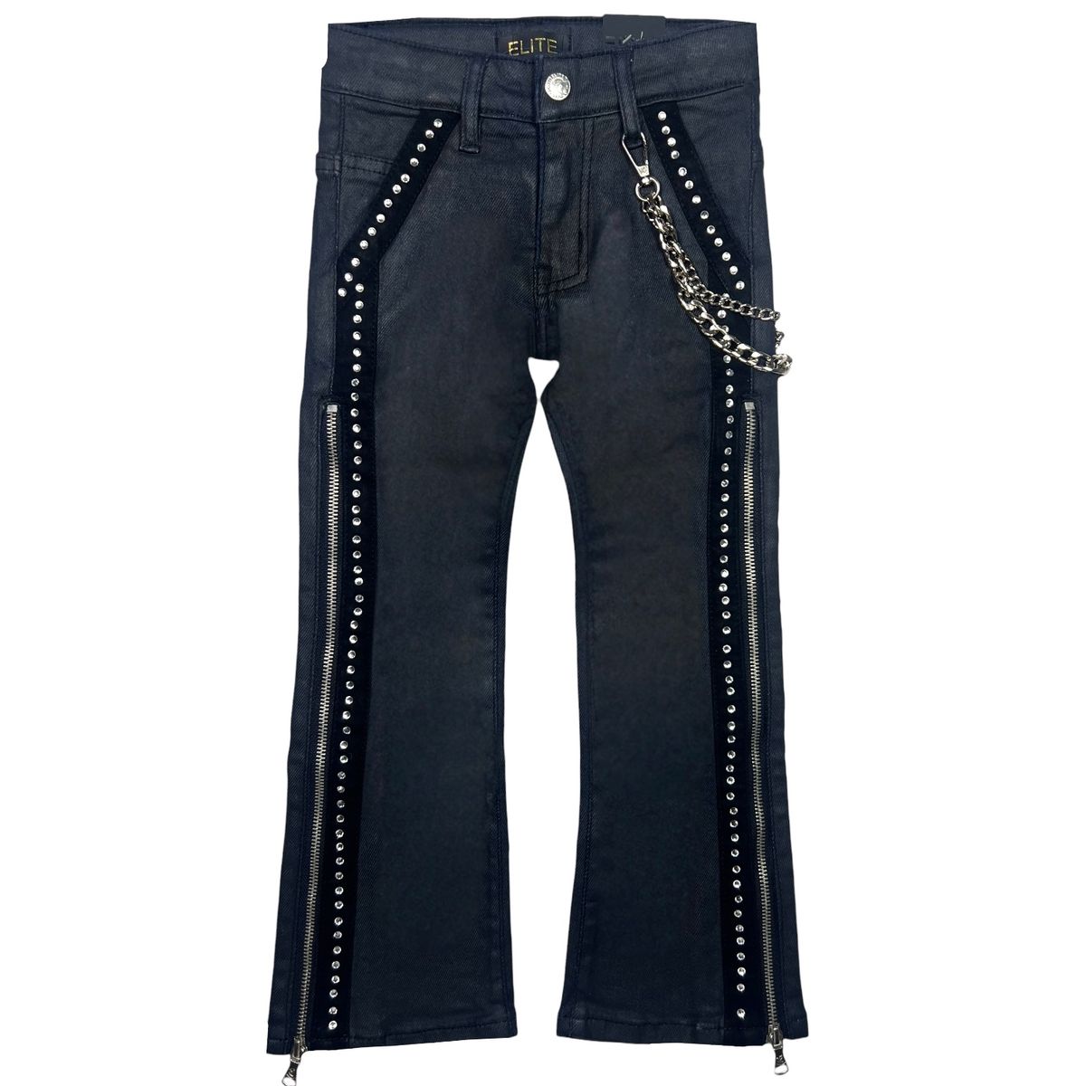 KS Saints Washed Rhinestone + Pearls Hoodie & KS WAX Secret Stone Zipper Kids Jeans