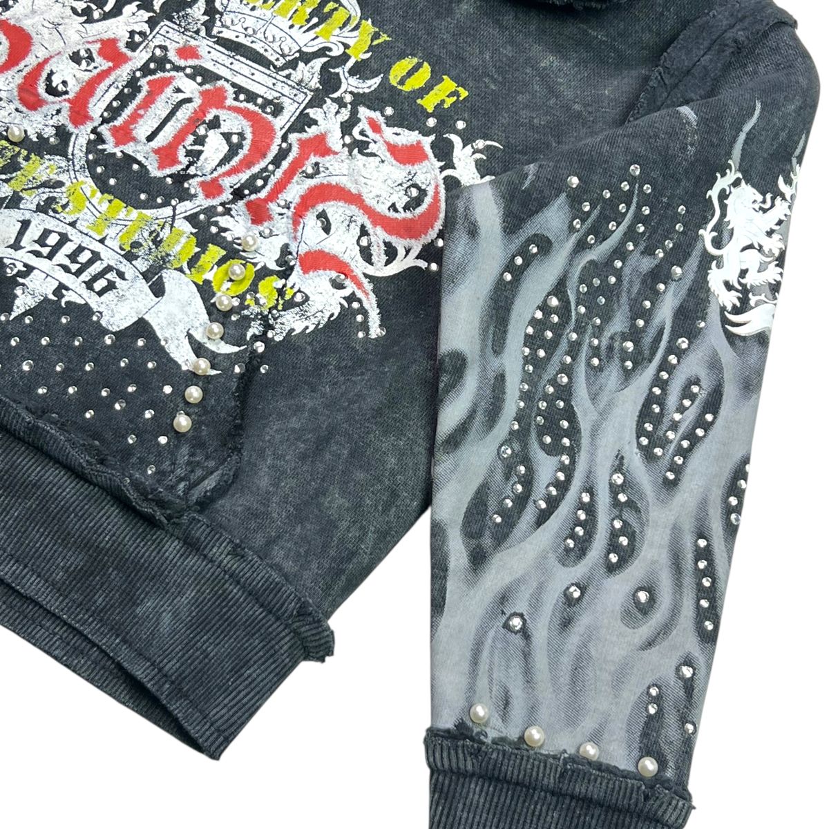 KS Saints Washed Rhinestone + Pearls Hoodie & KS WAX Secret Stone Zipper Kids Jeans