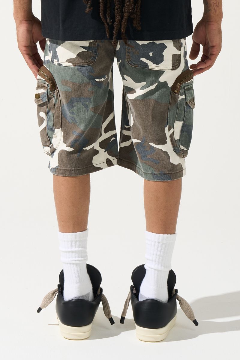 Kingdom Denim Shorts - Green Camo