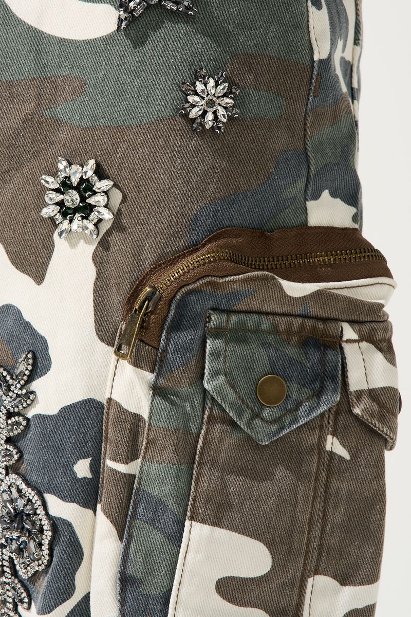 Kingdom Denim Shorts - Green Camo