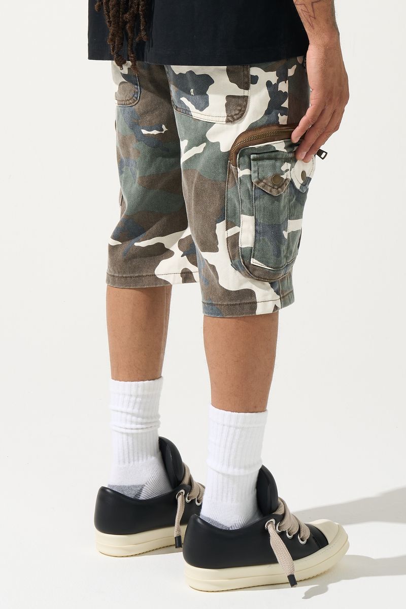 Kingdom Denim Shorts - Green Camo