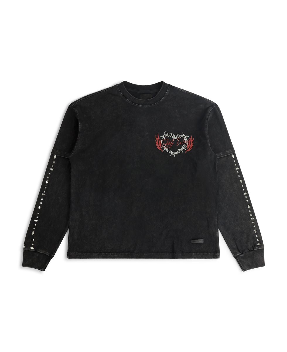 Floating Long Sleeve Shirt - Black / Red