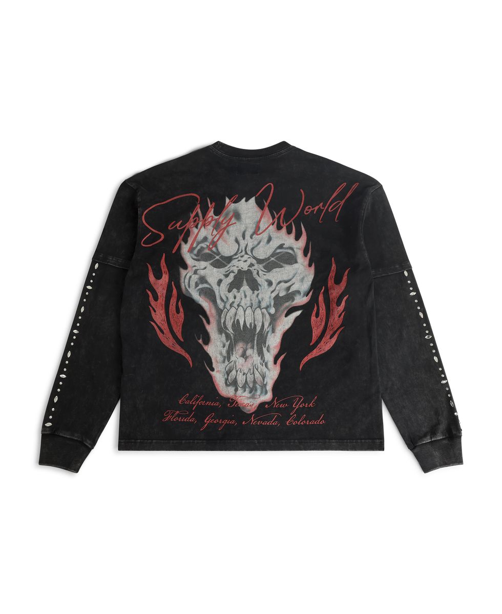 Floating Long Sleeve Shirt - Black / Red