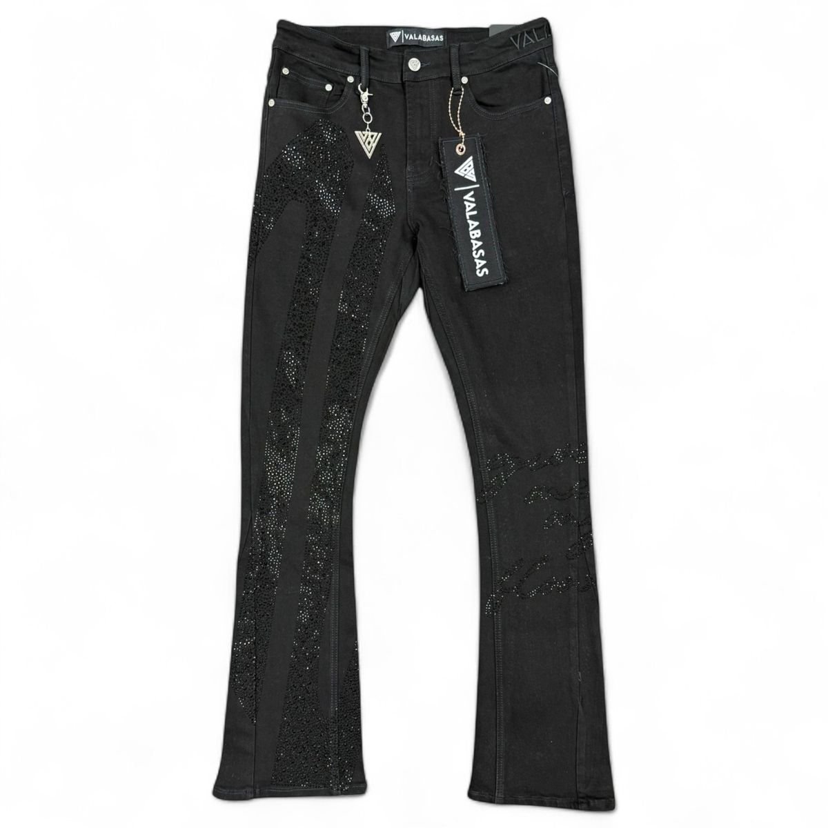 Scripted Stacked Jeans - Black