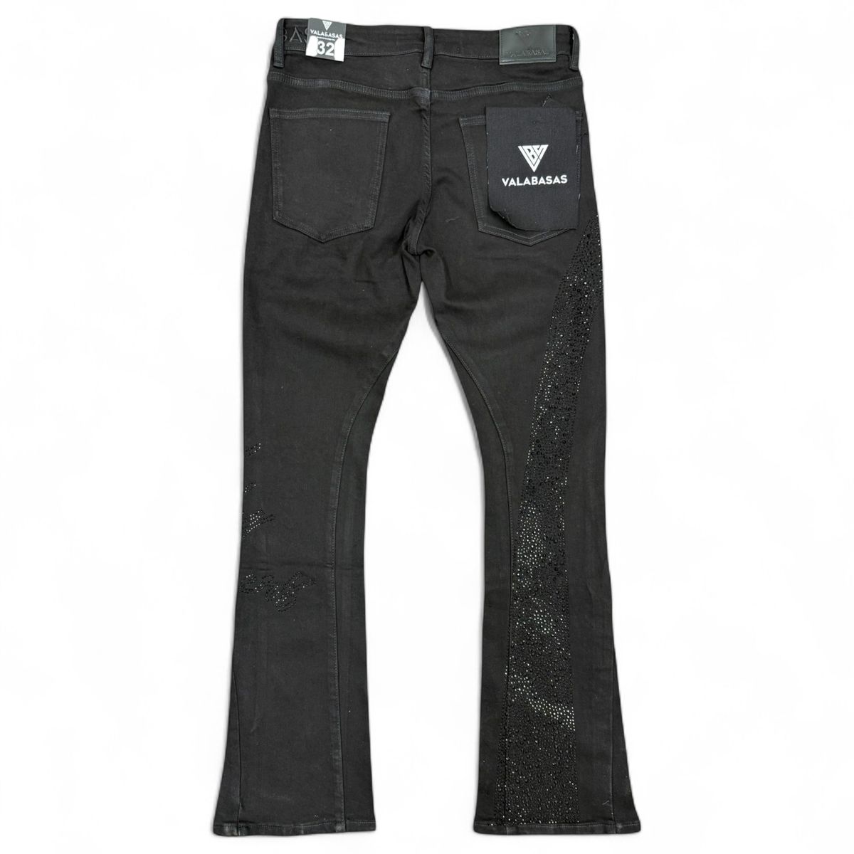 Scripted Stacked Jeans - Black