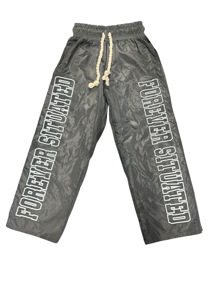Forever Situated Nylon Track Pants - Grey