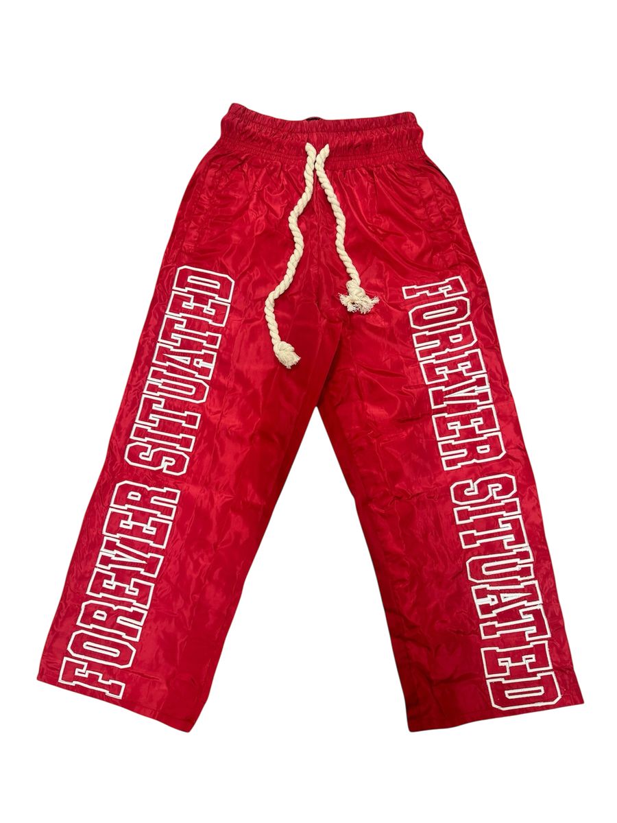 Forever Situated Nylon Track Pants - Red