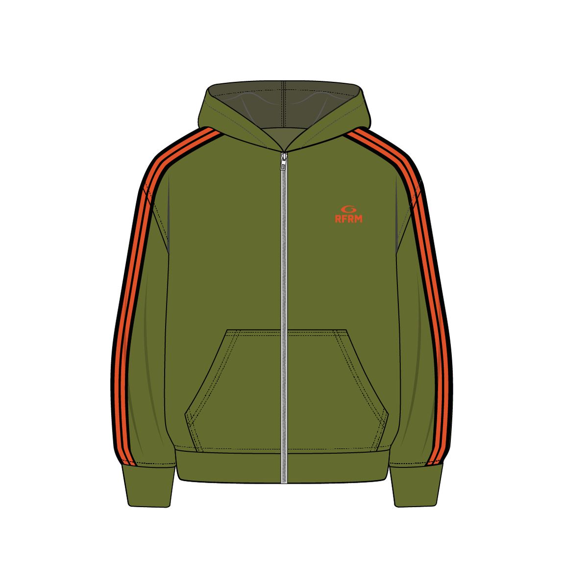Color Block Sweatsuit - Green / Orange
