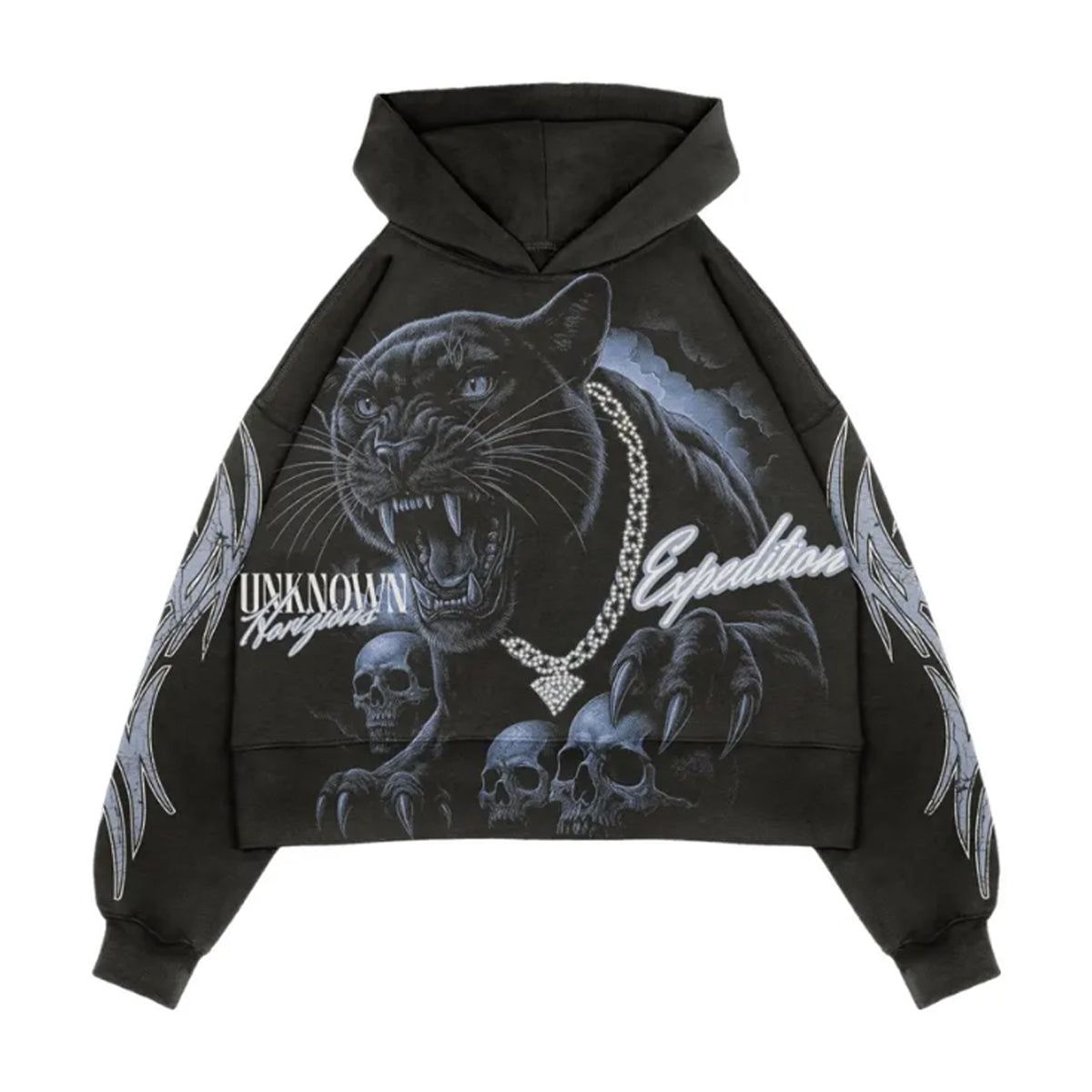 Unkown Horizons Hoodie - Black Washed
