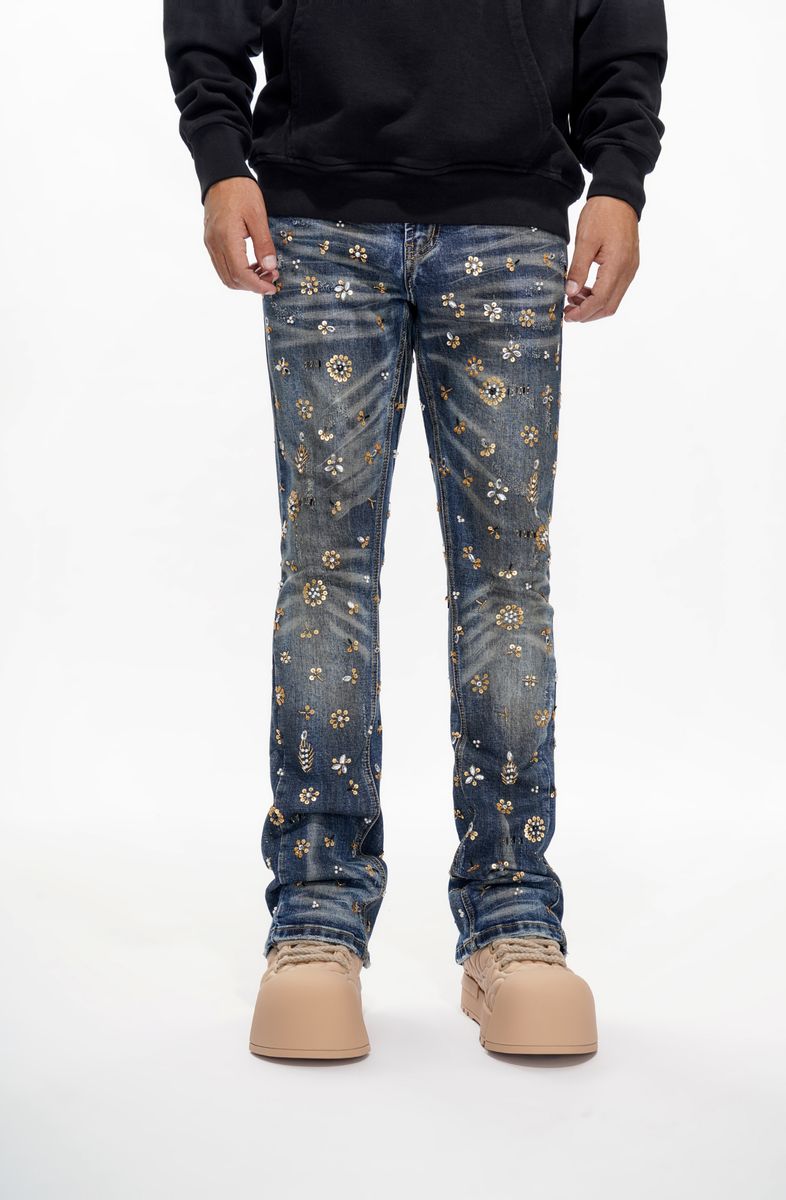 Shea Stacked Jeans - Dark Vintage Blue