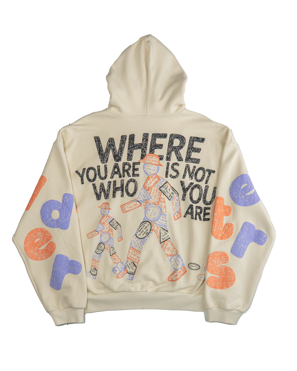 Where U Are Scattered Hoodie - Cream