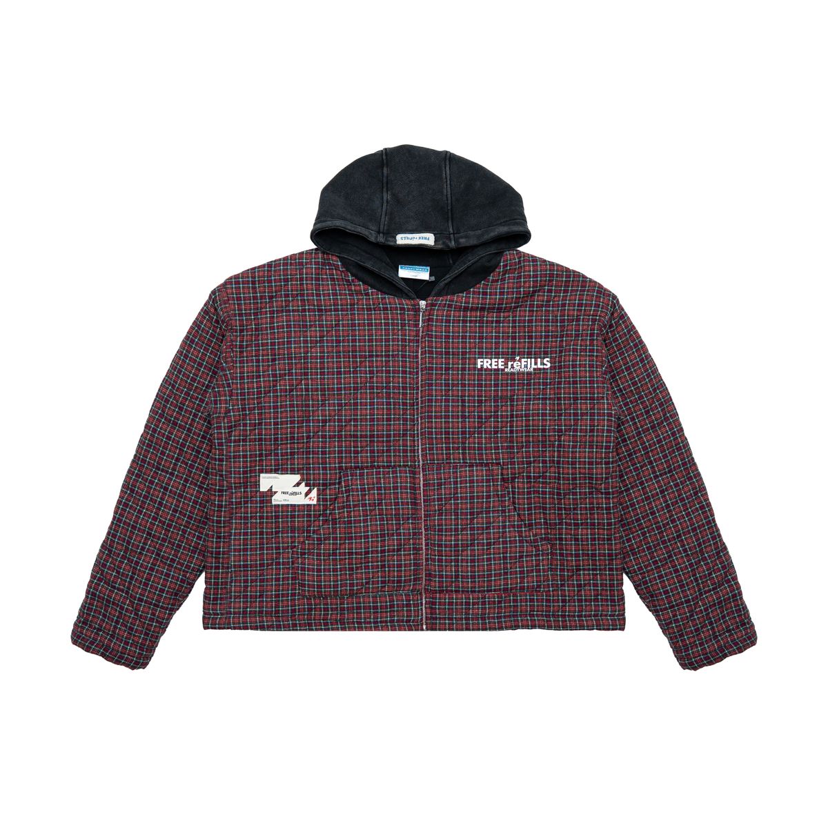 Quilted Flannel Zip Jacket - Black