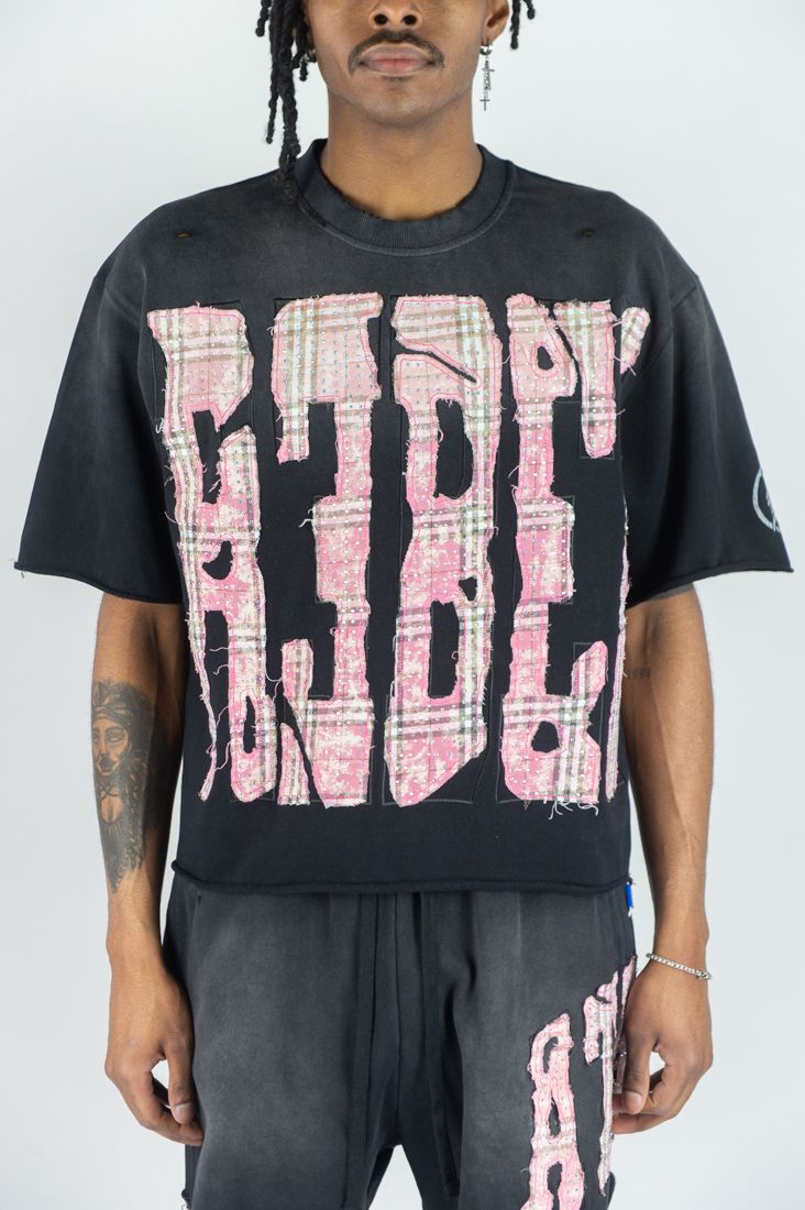 Plaid Patch T - Shirt - Black
