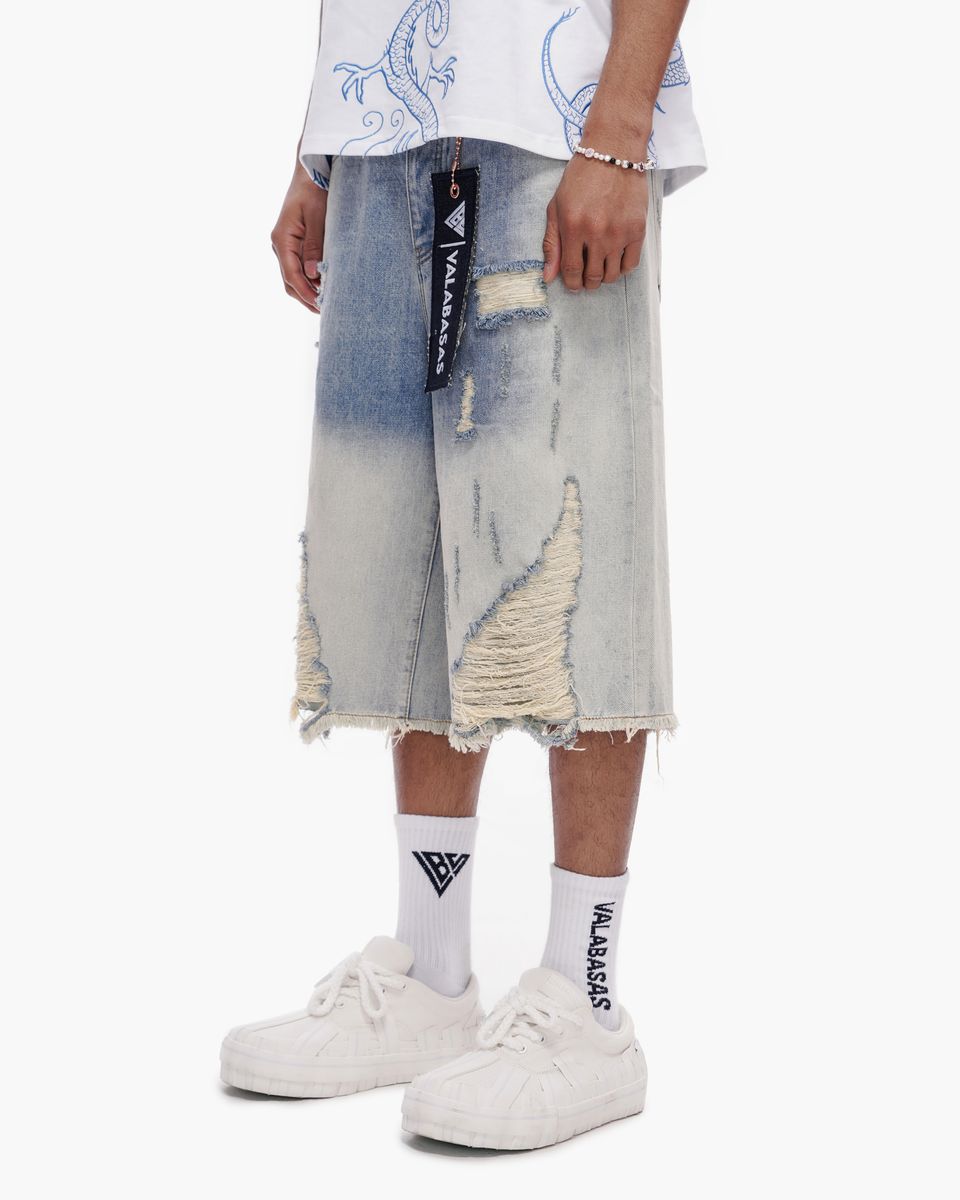 Fuse Denim Shorts - Light Blue Wash