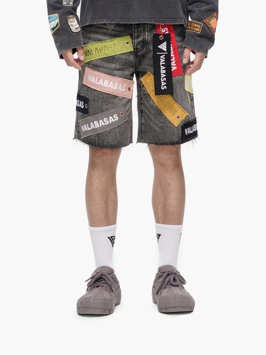 Banner Jean Shorts - Grey Wash