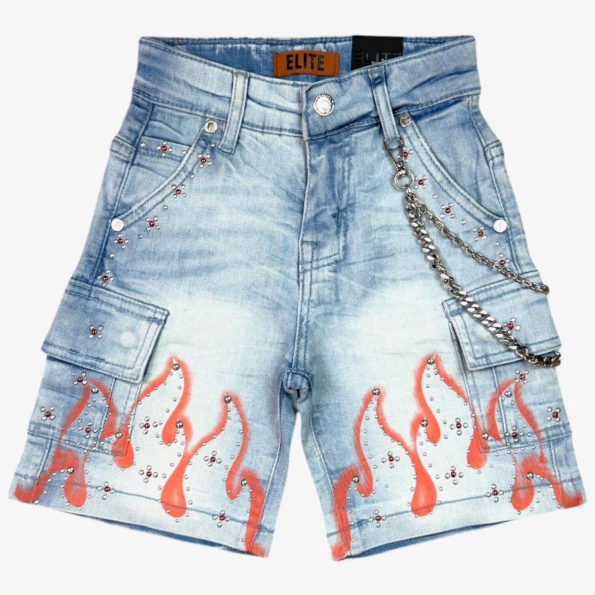 Winners Embellished Denim Shorts - Ice Wash