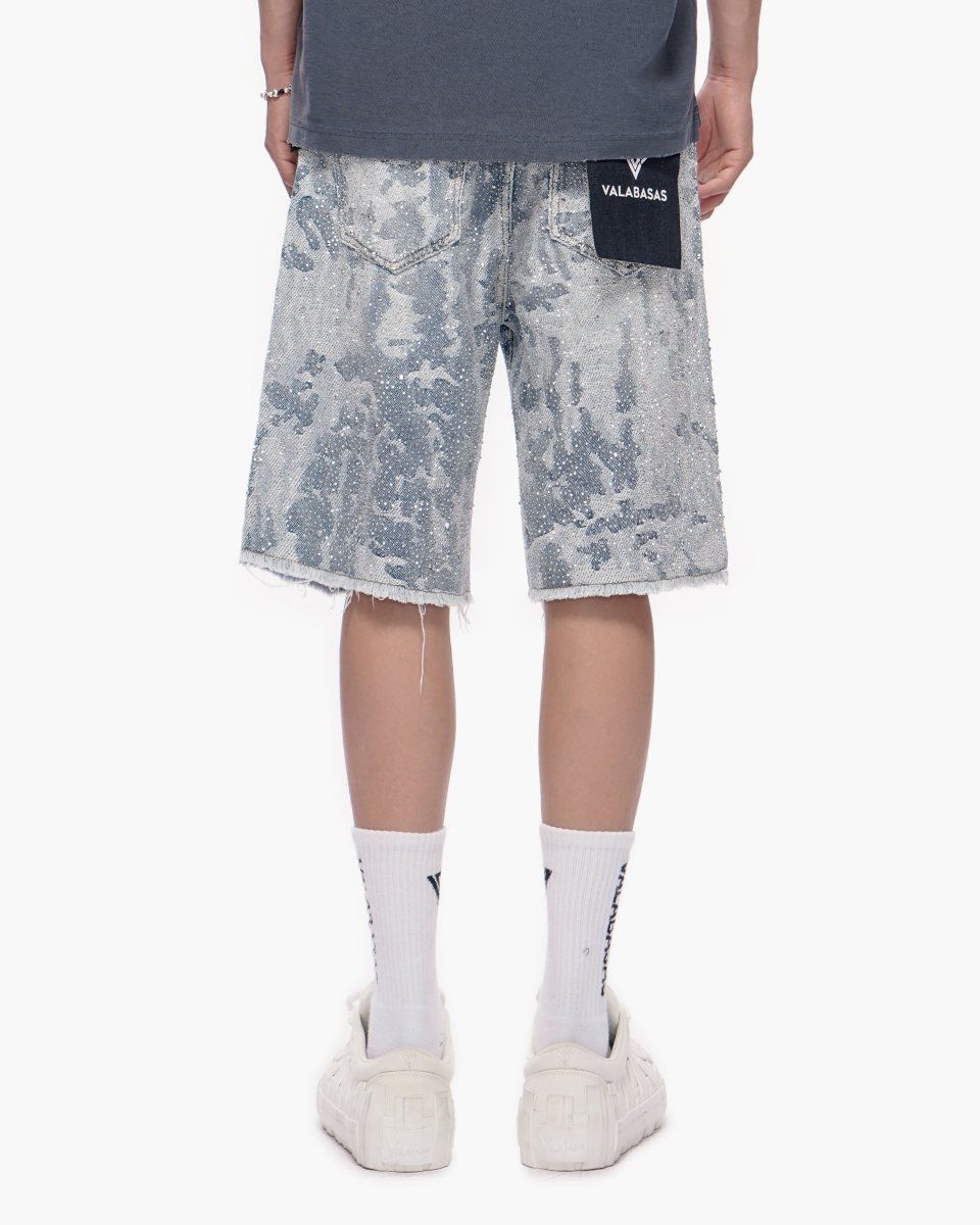 Vertigo Jean Shorts - Blue White