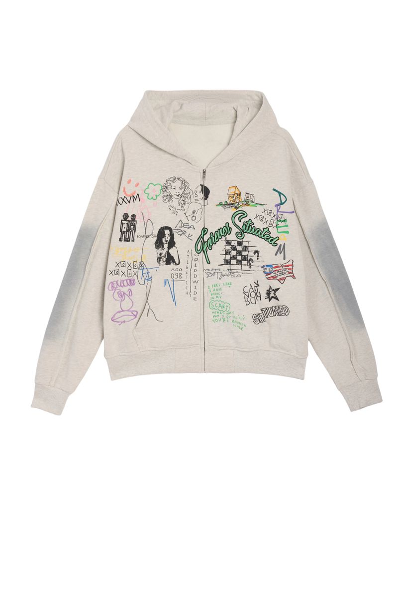 Situated All Over Print Sweatsuit - Heather Grey