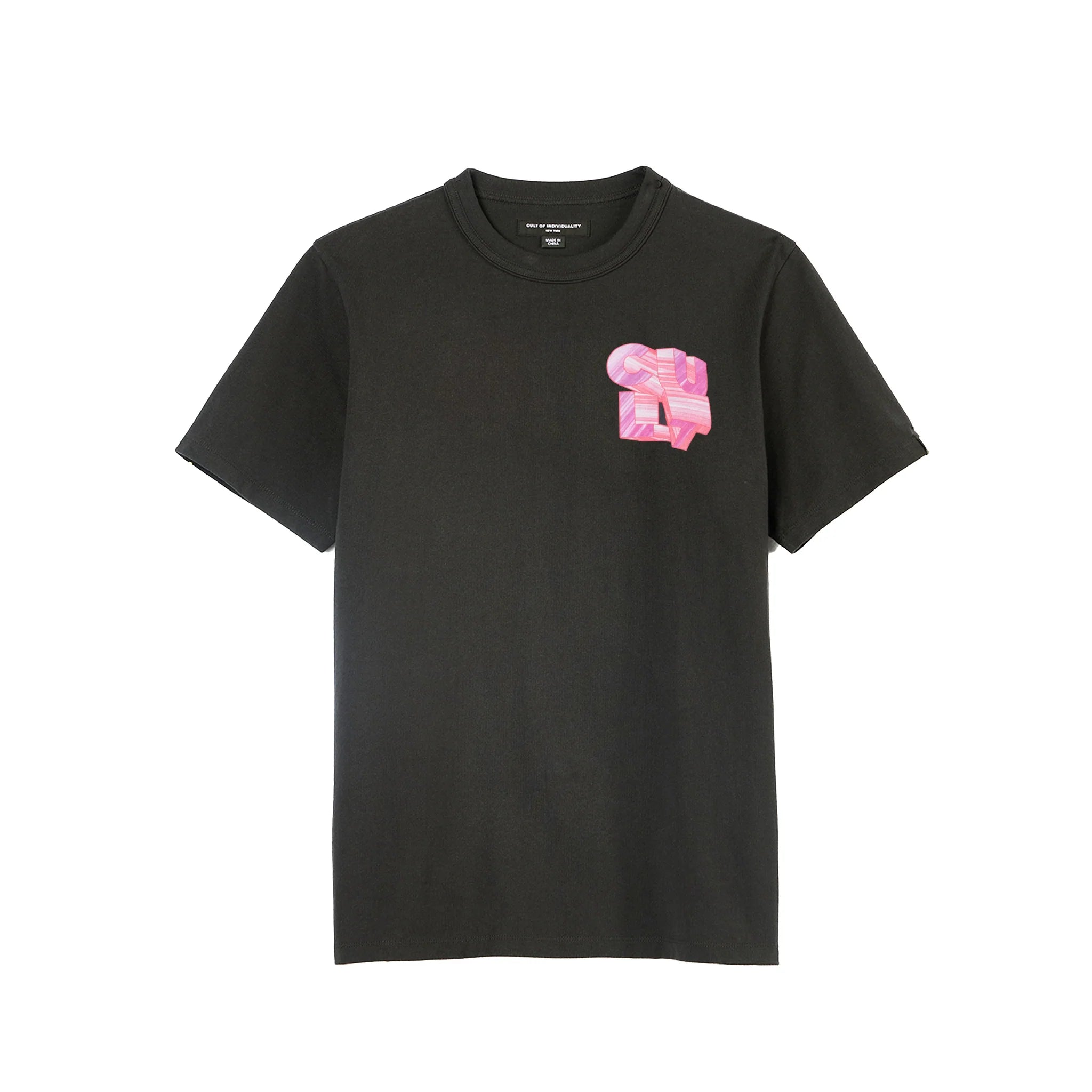 Short Sleeve Crew Neck T Shirt "Marker Logo" - Steel