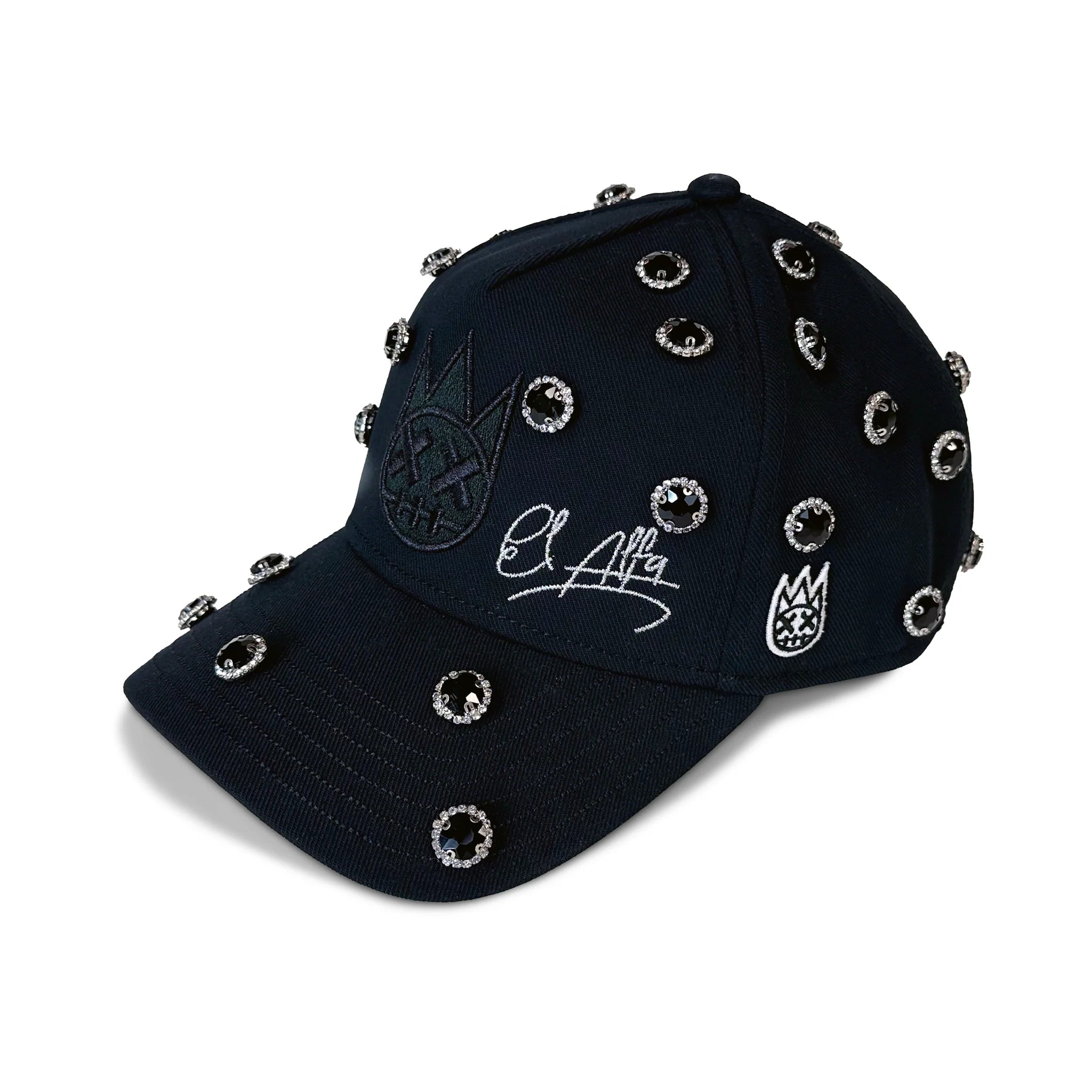 Cult x El Alfa Logo Crystal 5 Panel A Frame Trucker Hat - Black
