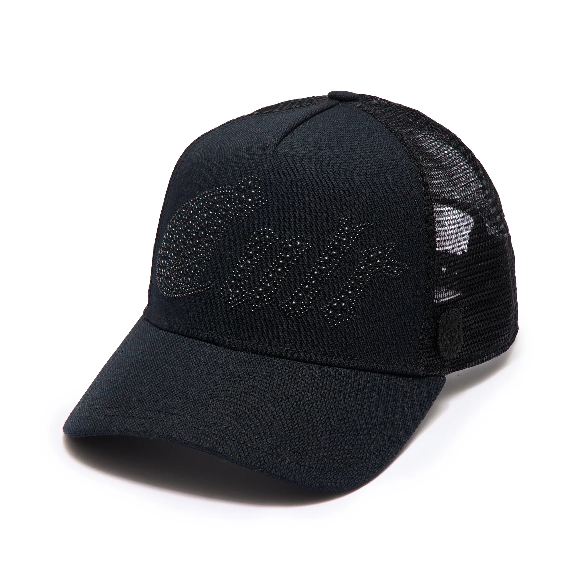 Metal Studs Mesh Back Trucker Hat - Black
