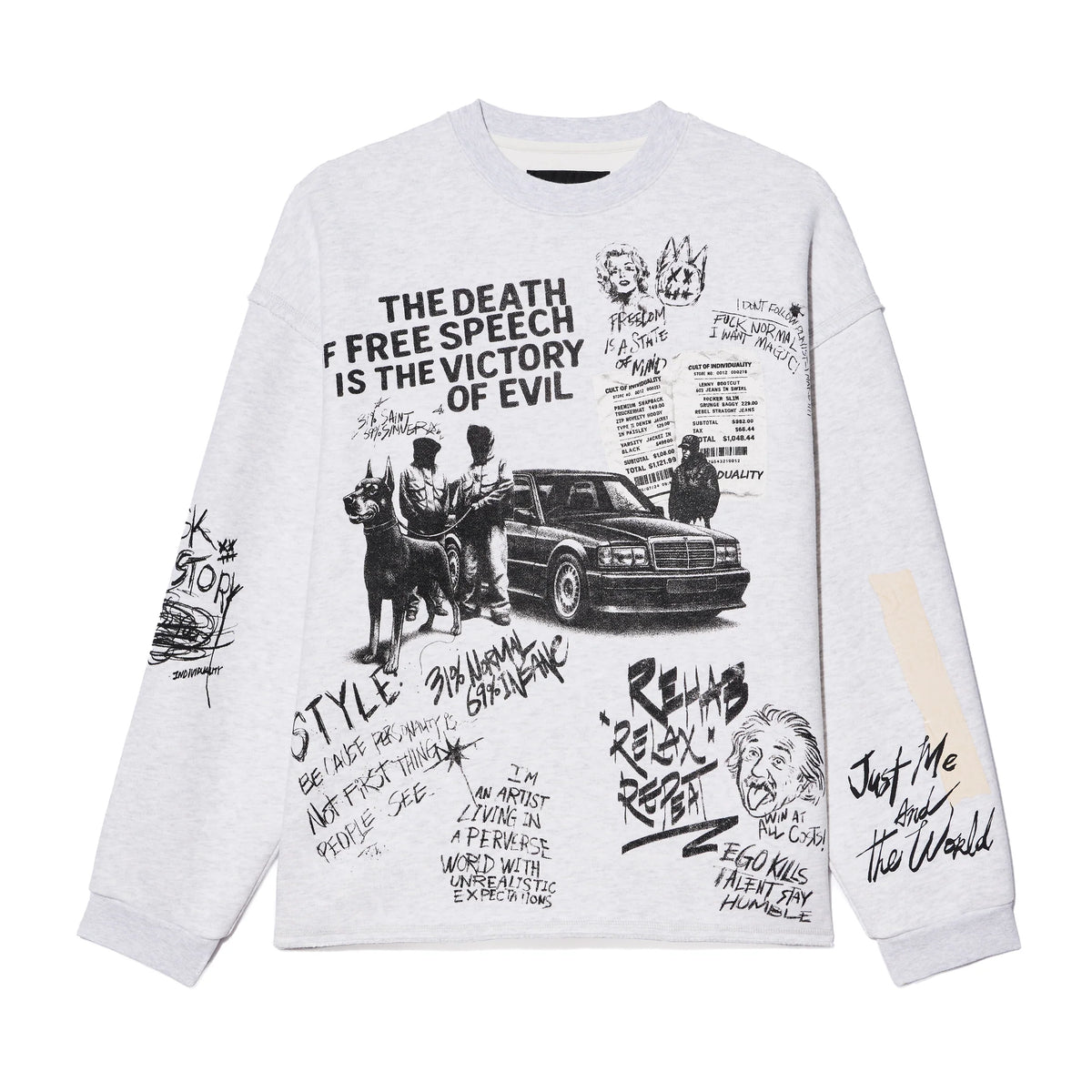 The Death Of Free Speec French Terry Fleece Crew Sweatshirt - Heather Grey