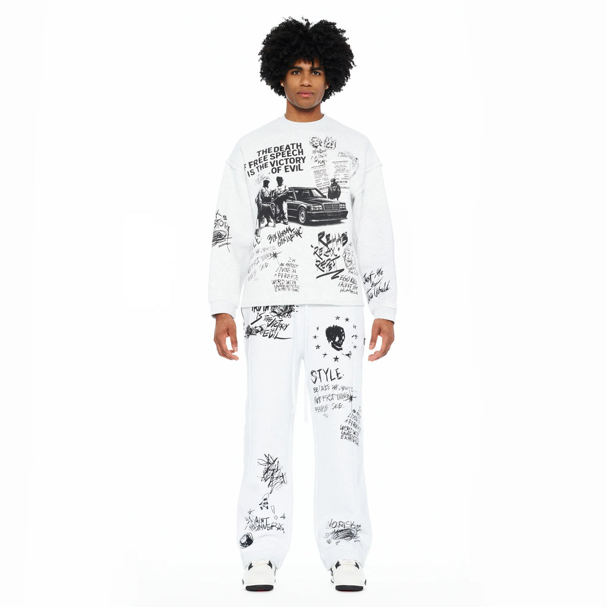 Open Hem French Terry Sweatpants - Heather Grey