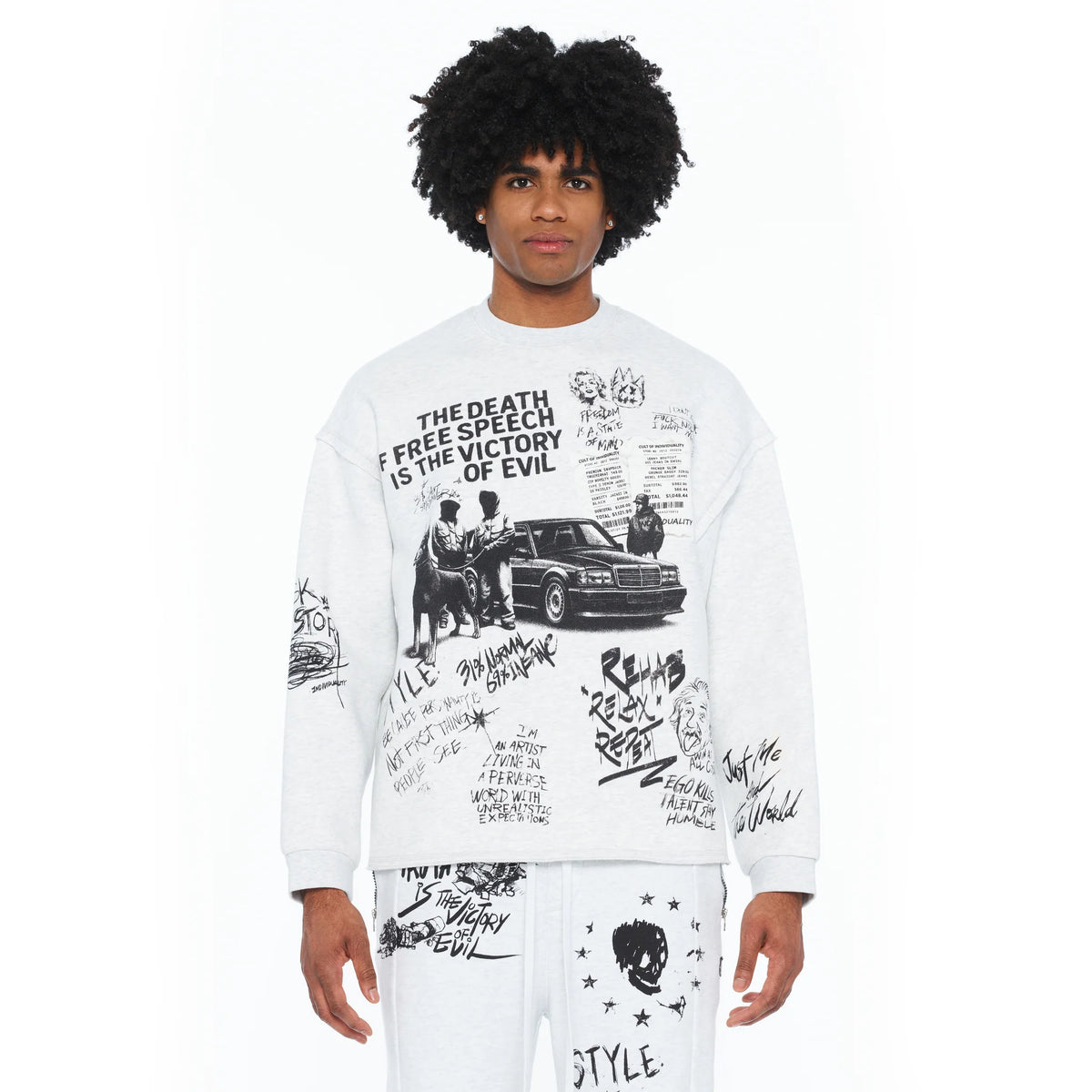 The Death Of Free Speec French Terry Fleece Crew Sweatshirt - Heather Grey