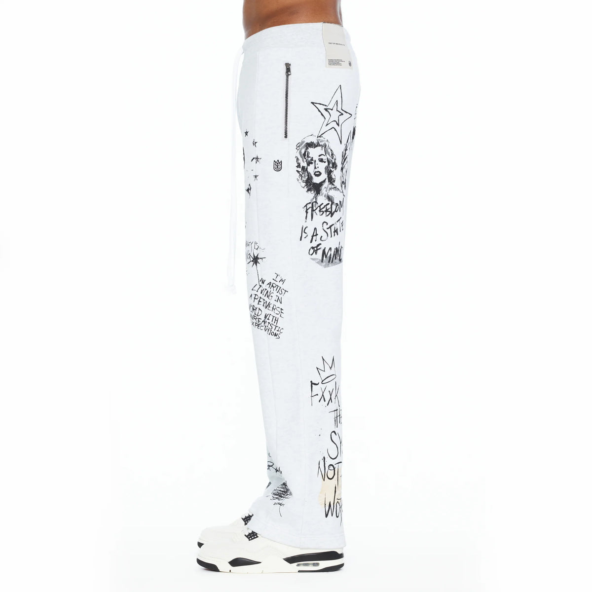 Open Hem French Terry Sweatpants - Heather Grey